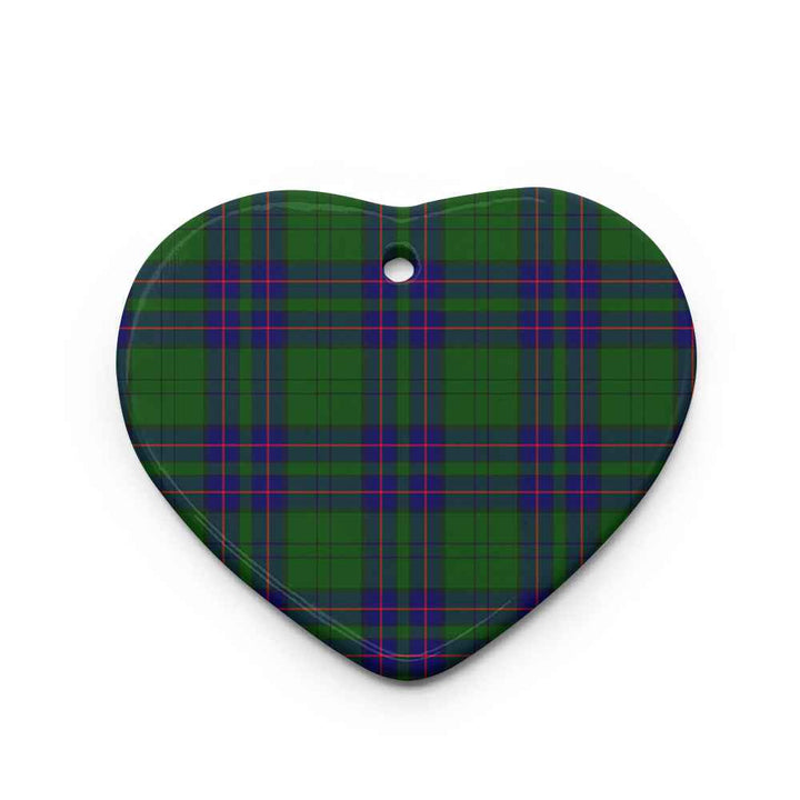Scottish Lockhart Modern Clan Tartan Ceramic Ornament Heart Shape Tartan Plaid