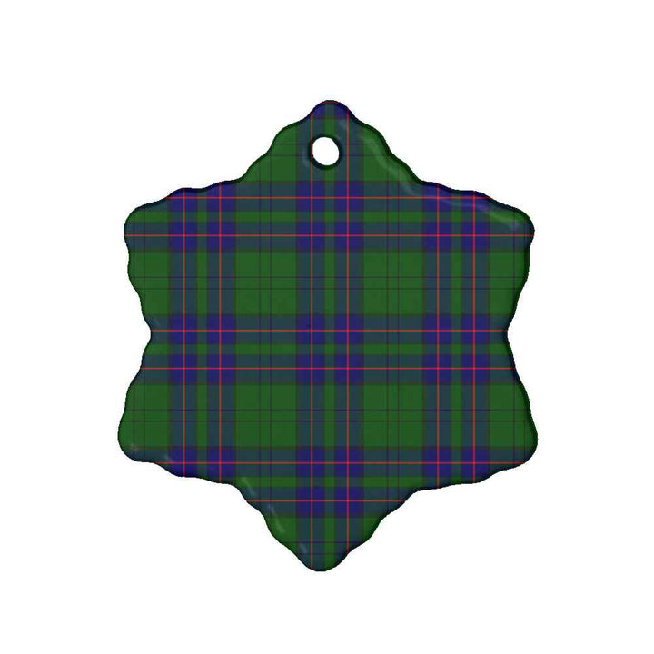 Scottish Lockhart Modern Clan Tartan Ceramic Ornament Snow Flake Shape Tartan Plaid