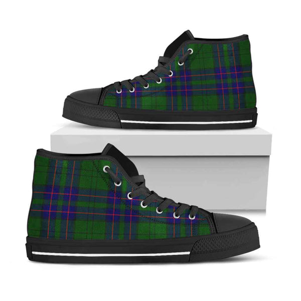 Scottish Lockhart Modern Clan Tartan High Top Shoes Black Sole Tartan Plaid