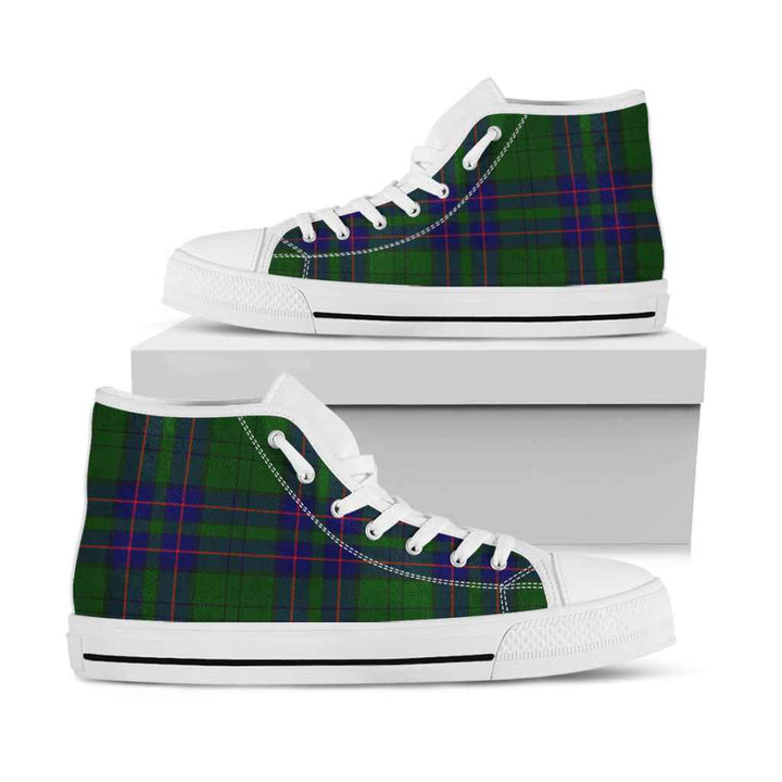 Scottish Lockhart Modern Clan Tartan High Top Shoes White Sole Tartan Plaid