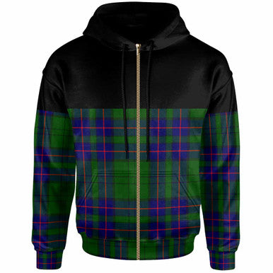Scottish Lockhart Modern Clan Tartan Hoodie - Horizontal Style Zip Tartan Plaid