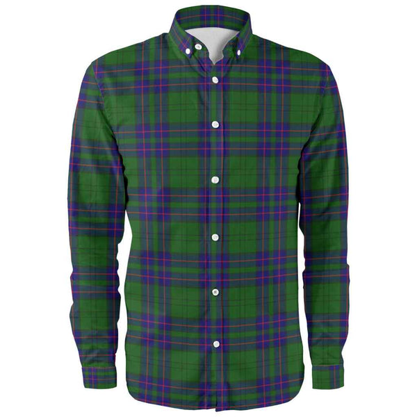 Scottish Lockhart Modern Clan Tartan Long Sleeve Shirt Front Side Tartan Plaid