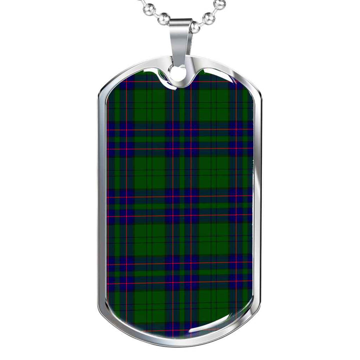 Scottish Lockhart Modern Clan Tartan Military Dog Tag Necklace Tartan Plaid