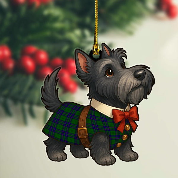 Scottish Lockhart Modern Clan Tartan Ornament Scottie Dog Tartan Plaid