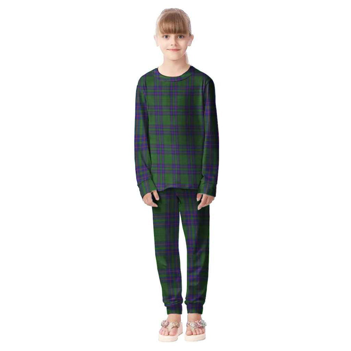 Scottish Lockhart Modern Clan Tartan Pajama Set Kid Front Side Tartan Plaid