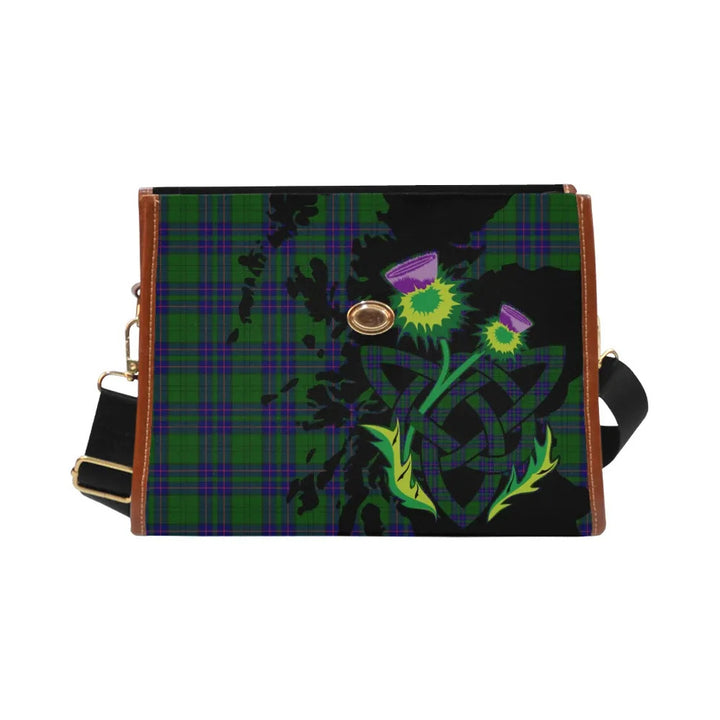 Scottish Lockhart Modern Clan Tartan Waterproof Canvas Bag With Thistle Tartan Plaid 2