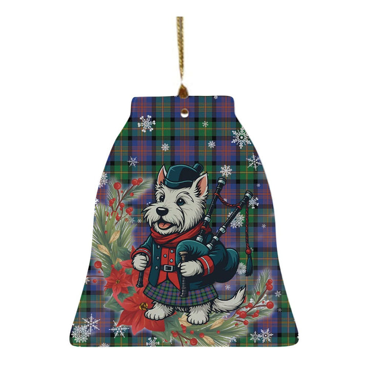 Scottish Logan Ancient Clan Tartan Ceramic Ornament Cute Scottish Terrier Dog Bell Style Tartan Plaid