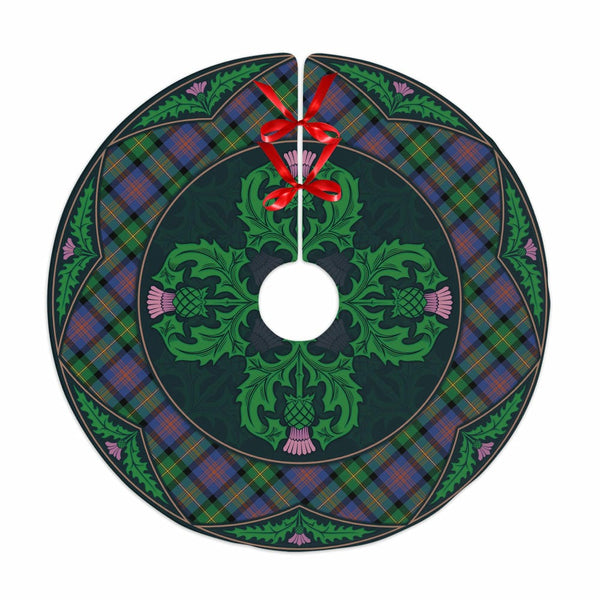 Scottish Logan Ancient Clan Tartan Christmas Tree Skirt Old Scottish Thistle Flower No Tassels Tartan Plaid 1