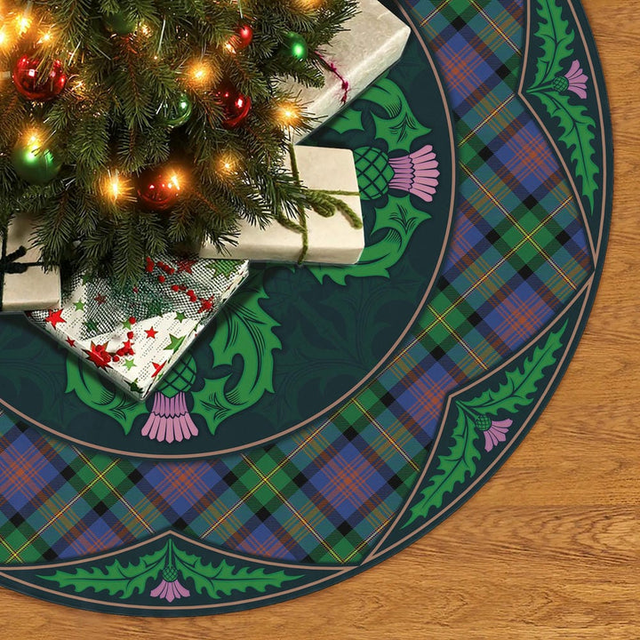 Scottish Logan Ancient Clan Tartan Christmas Tree Skirt Old Scottish Thistle Flower No Tassels Tartan Plaid 2