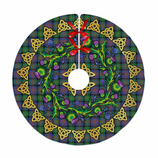 Scottish Logan Ancient Clan Tartan Thistle Celtic Knot Christmas Tree Skirt No Tassels Tartan Plaid 1