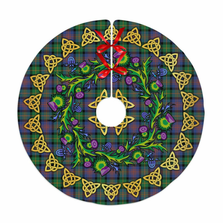 Scottish Logan Ancient Clan Tartan Thistle Celtic Knot Christmas Tree Skirt No Tassels Tartan Plaid 1