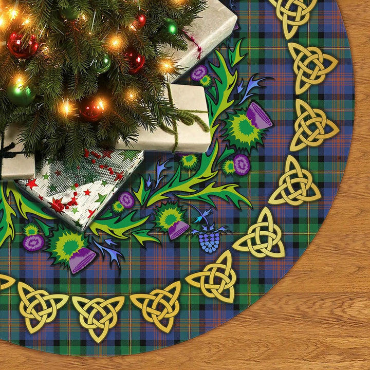Scottish Logan Ancient Clan Tartan Thistle Celtic Knot Christmas Tree Skirt No Tassels Tartan Plaid 2