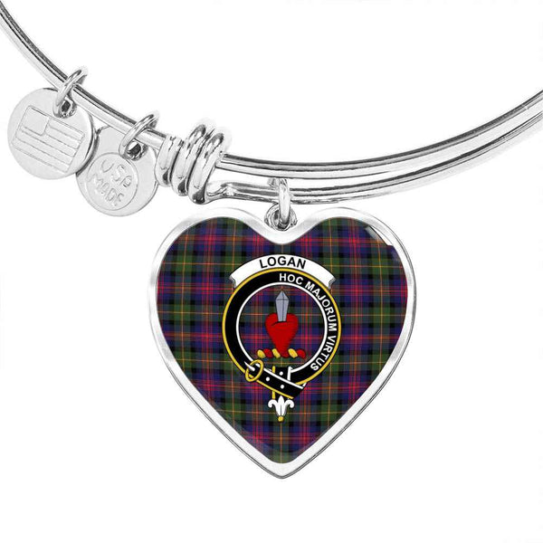 Scottish Logan Clan Crest Tartan Bangle Heart Tartan Plaid 1