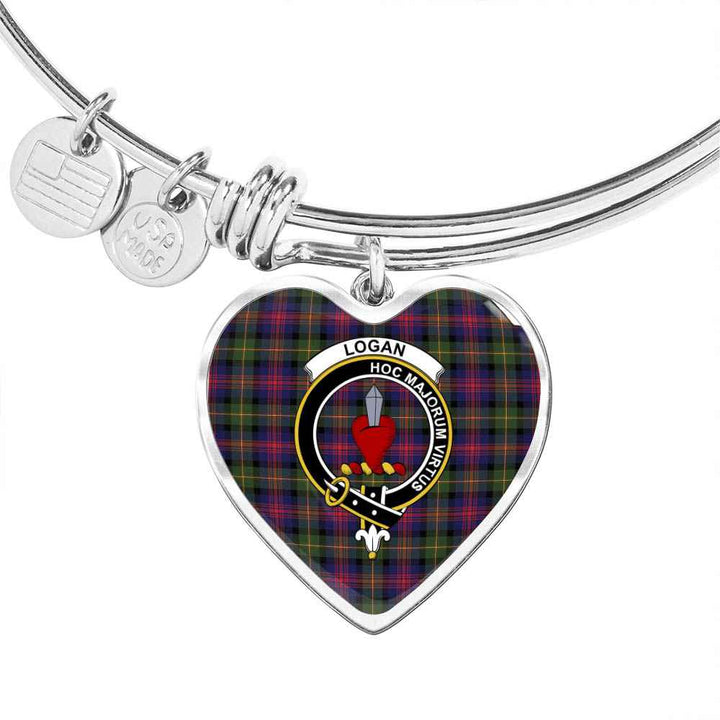 Scottish Logan Clan Crest Tartan Bangle Heart Tartan Plaid 1
