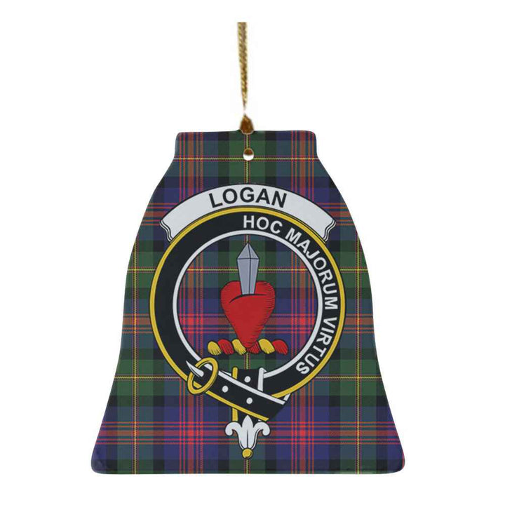 Scottish Logan Clan Crest Tartan Ceramic Ornament Bell Shape Tartan Plaid