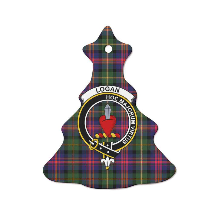 Scottish Logan Clan Crest Tartan Ceramic Ornament Tree Shape Tartan Plaid