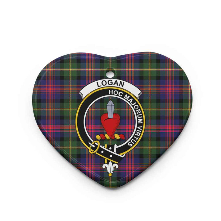 Scottish Logan Clan Crest Tartan Ceramic Ornament Heart Shape Tartan Plaid