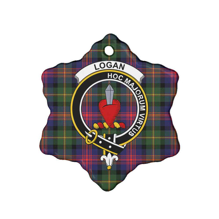Scottish Logan Clan Crest Tartan Ceramic Ornament Snow Flake Shape Tartan Plaid