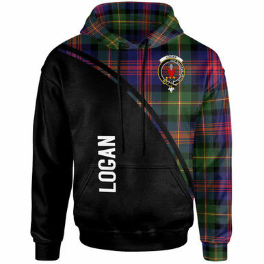 Scottish Logan Clan Crest Tartan Curve Hoodie Front Side Tartan Plaid