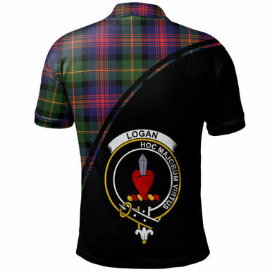 Scottish Logan Clan Crest Tartan Curve Polo Shirt Back Side Tartan Plaid