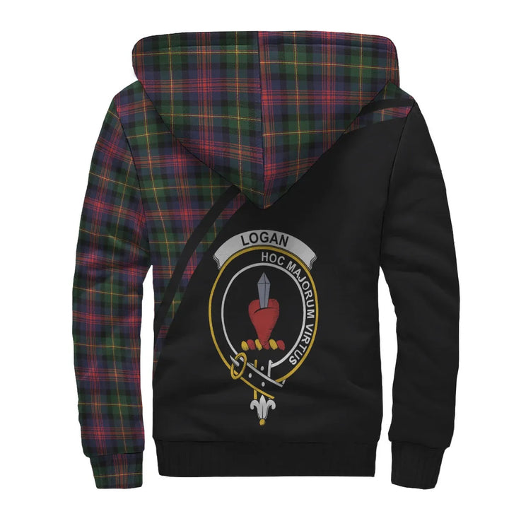Scottish Logan Clan Crest Tartan Curve Sherpa Hoodie