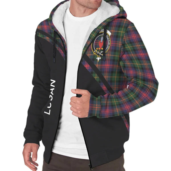 Scottish Logan Clan Crest Tartan Curve Sherpa Hoodie