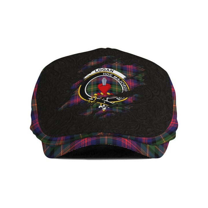 Scottish Logan Clan Crest Tartan Flat Cap - Scratch Style Tartan Plaid 1