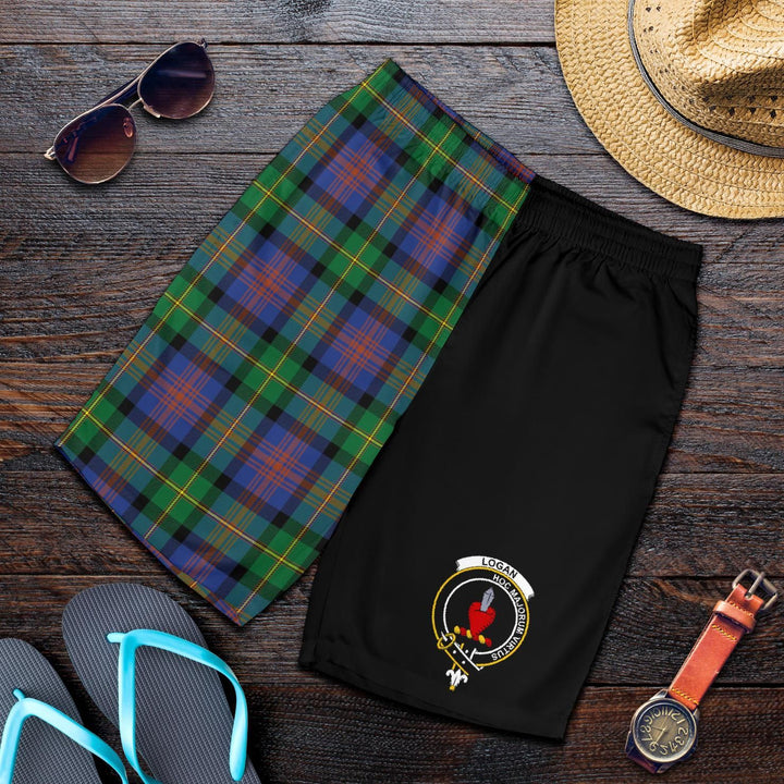 Scottish Logan Clan Crest Tartan Half of Me Men's Shorts