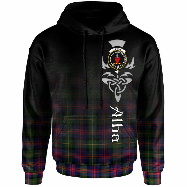 Scottish Logan Clan Crest Tartan Hoodie - Alba Gu Brath Family Crest Celtic Inspired Front Side Tartan Plaid