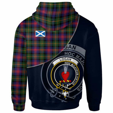 Scottish Logan Clan Crest Tartan Hoodie - Bend Style Back Side Tartan Plaid