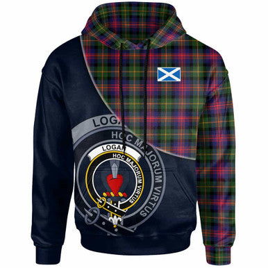 Scottish Logan Clan Crest Tartan Hoodie - Bend Style Front Side Tartan Plaid