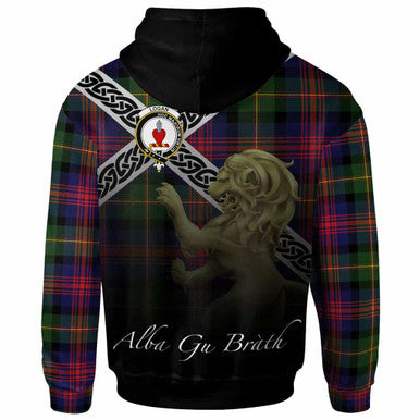 Scottish Logan Clan Crest Tartan Hoodie - Scotland Lion Back Side Tartan Plaid