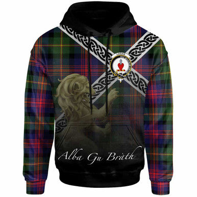 Scottish Logan Clan Crest Tartan Hoodie - Scotland Lion Front Side Tartan Plaid