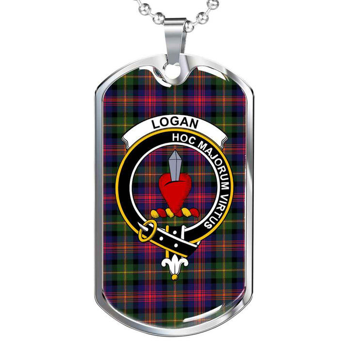 Scottish Logan Clan Crest Tartan Military Dog Tag Necklace Tartan Plaid 1