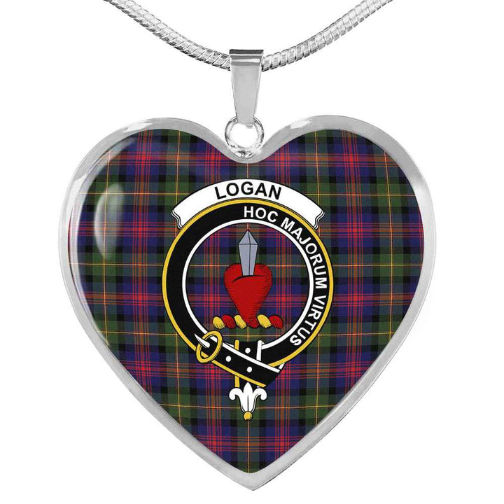 Scottish Logan Clan Crest Tartan Necklace Heart Tartan Plaid 1