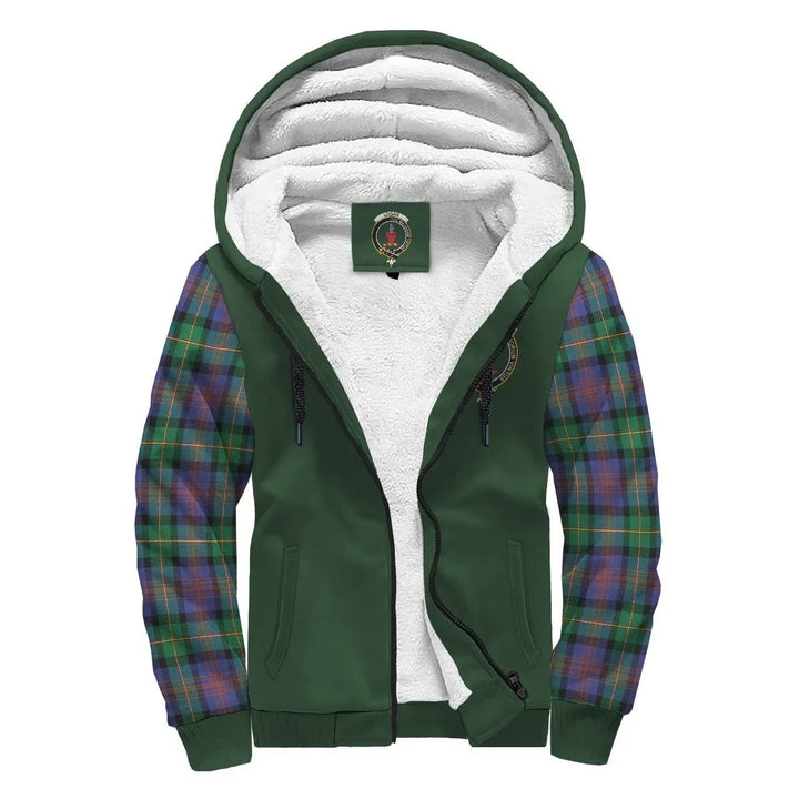 Scottish Logan Clan Crest Tartan Plaid Sleeve Sherpa Hoodie