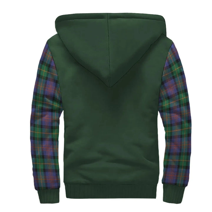 Scottish Logan Clan Crest Tartan Plaid Sleeve Sherpa Hoodie