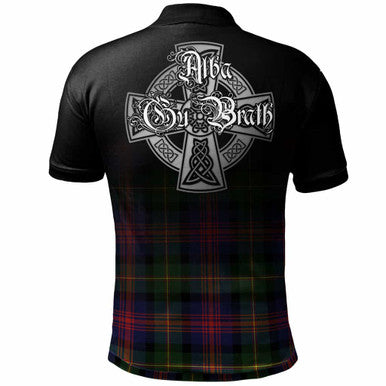 Scottish Logan Clan Crest Tartan Polo Shirt - Alba Gu Brath Family Crest Celtic Inspired Back Side Tartan Plaid