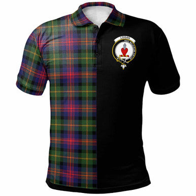 Scottish Logan Clan Crest Tartan Polo Shirt - Half in Me Front Side Tartan Plaid