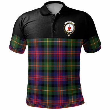 Scottish Logan Clan Crest Tartan Polo Shirt - Horizontal Style Front Side Tartan Plaid