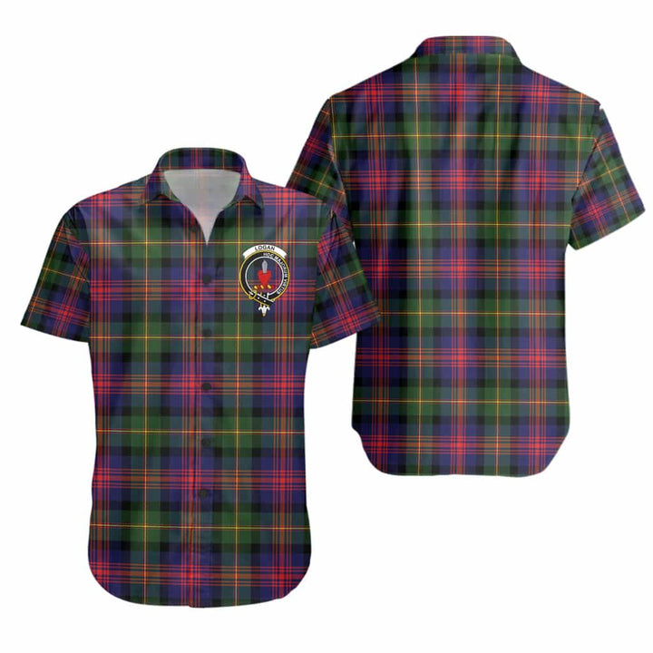 Scottish Logan Clan Crest Tartan Short Sleeve Shirt Tartan Plaid