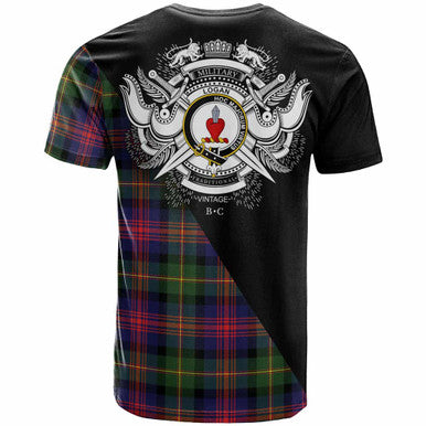 Scottish Logan Clan Crest Tartan T-Shirt - Military Logo Back Side Tartan Plaid