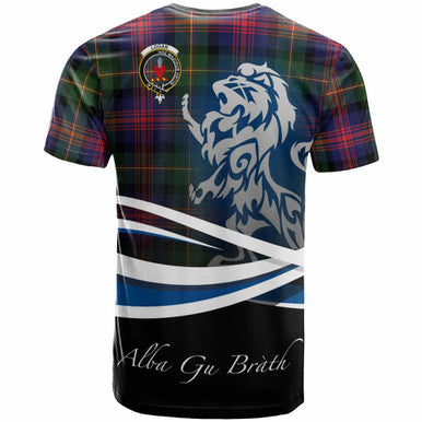 Scottish Logan Clan Crest Tartan T-Shirt - Scotland Lion Back Side Tartan Plaid
