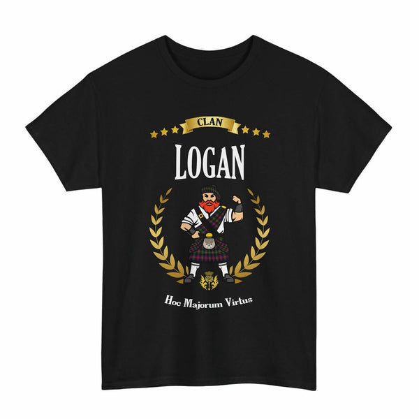 Scottish Logan Clan Tartan T-Shirt - Motto Scotsman Tartan Plaid Black Color