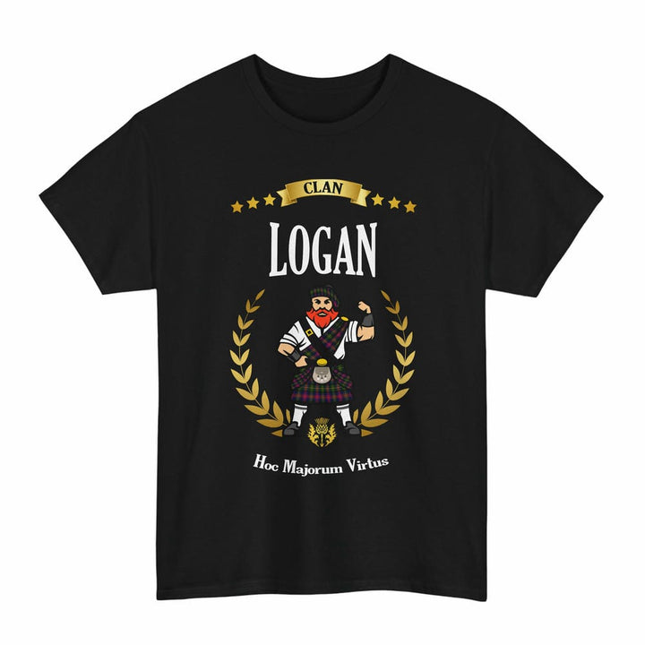 Scottish Logan Clan Tartan T-Shirt - Motto Scotsman Tartan Plaid Black Color