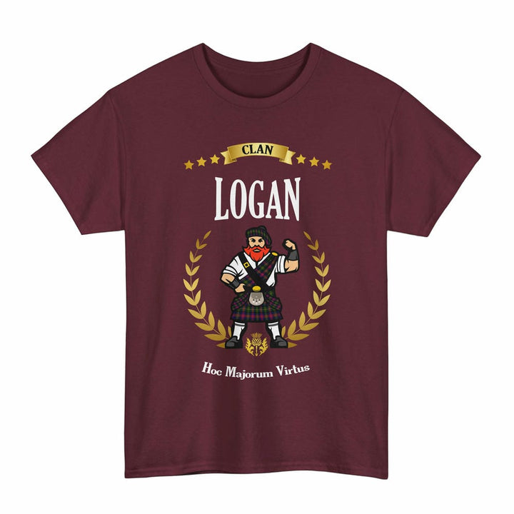Scottish Logan Clan Tartan T-Shirt - Motto Scotsman Tartan Plaid Maroon Color