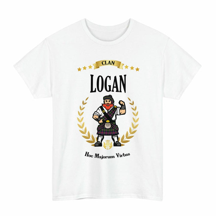 Scottish Logan Clan Tartan T-Shirt - Motto Scotsman Tartan Plaid White Color