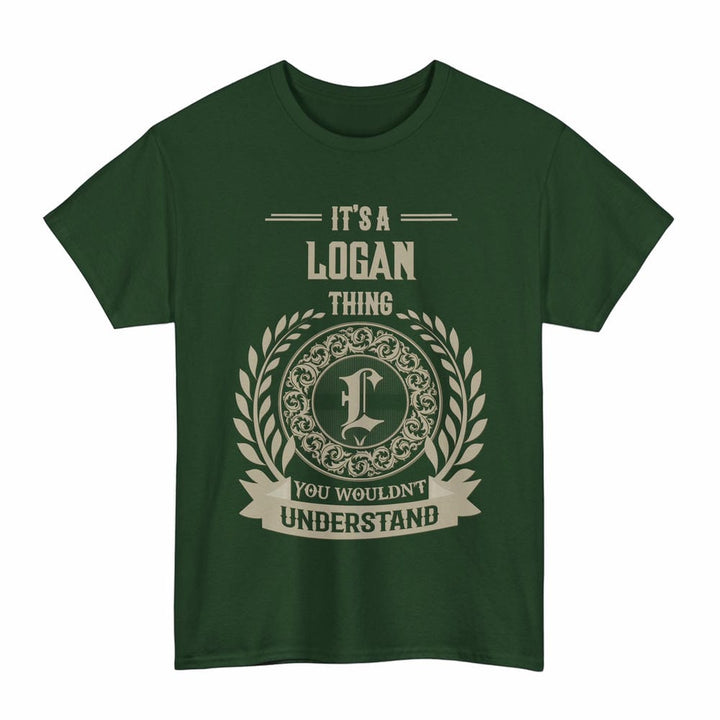 Scottish Logan Clan Tartan T-Shirt - Vintage Family Name Tartan Plaid Forest Green Color