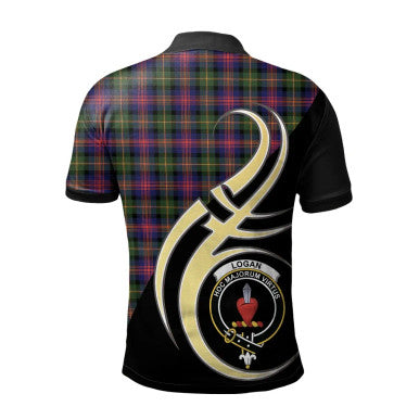 Scottish Logan Modern Clan Crest Tartan Polo Shirt Believe in Me Back Side Tartan Plaid