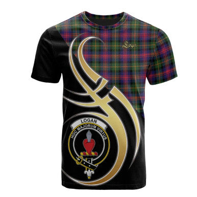 Scottish Logan Modern Clan Crest Tartan T-Shirt Believe in Me Front Side Tartan Plaid